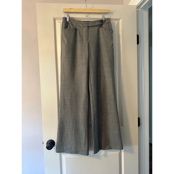 NWOT TRINA TURK Los Angeles Gray Wool Blend Wide Leg Trouser SZ 6